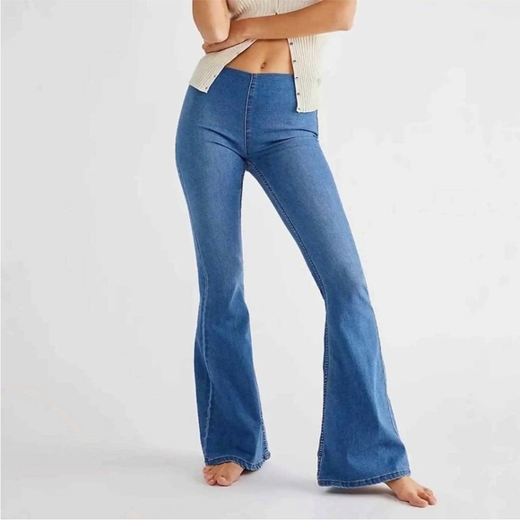 Free People Penny Pull On Flare Jeans size 25 NWT - Picture 1 of 14